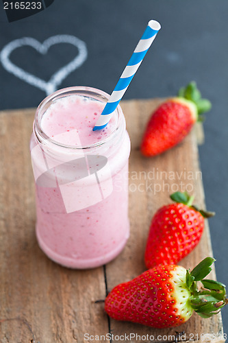 Image of Strawberry smoothie and heart drawing