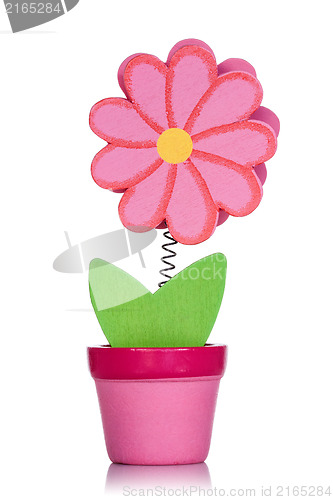 Image of Red wooden flower in a pot