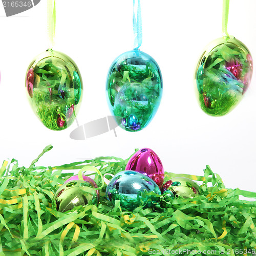 Image of Colourful shiny Easter Eggs