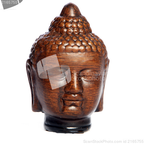 Image of Wooden Buddha head carving