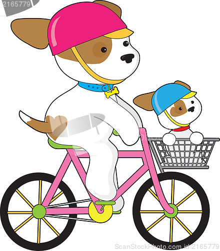 Image of Cute Puppy on Bike