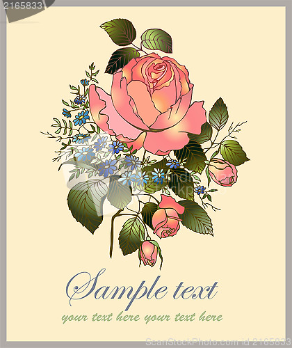 Image of Greeting card with rose. Illustration  roses. 