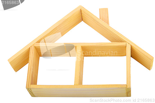 Image of Isolated wooden house with one floor and a roof