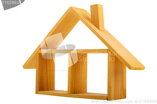 Image of Isolated wooden house with one floor and a roof