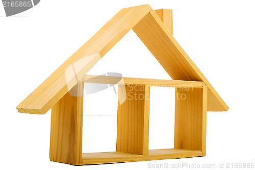 Image of Isolated wooden house with one floor and a roof