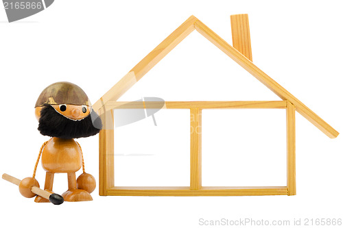 Image of Isolated wooden house with one floor and a roof