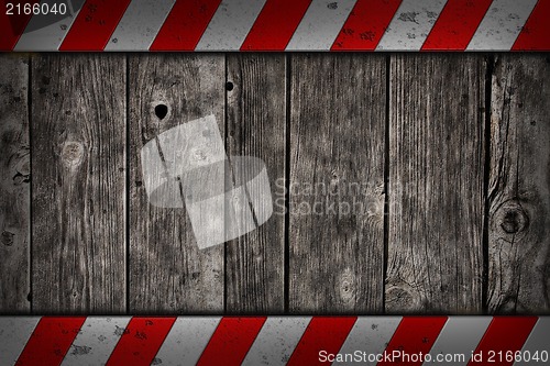 Image of wooden background with warning bars