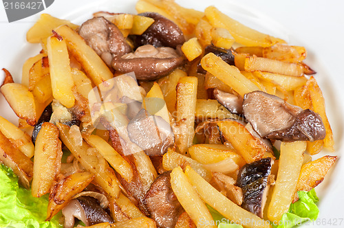 Image of fried potatoes with mushrooms