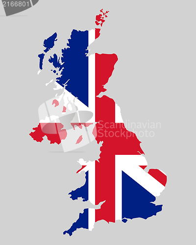 Image of Map and flag of United Kingdom