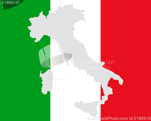 Image of Map and flag of Italy