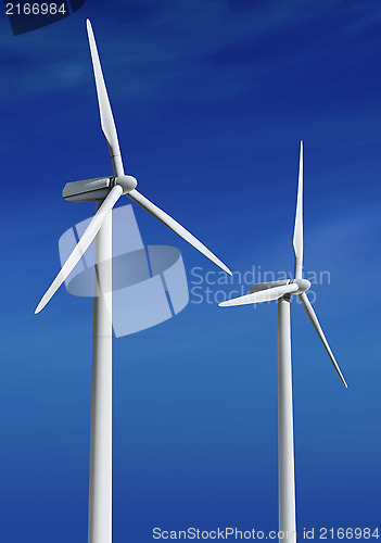 Image of white wind turbines ll