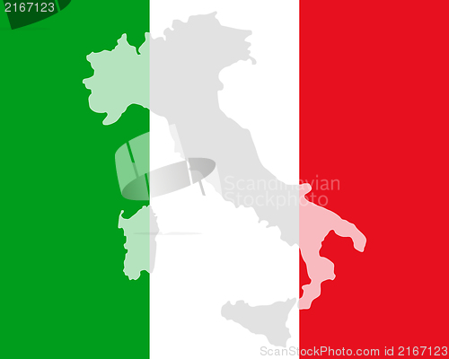 Image of Map and flag of Italy