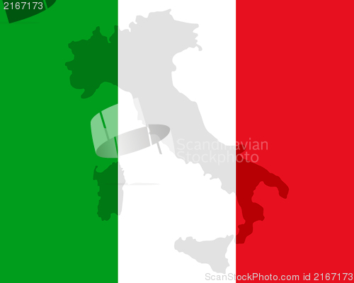 Image of Map and flag of Italy