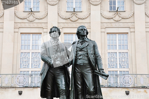 Image of Goethe-Schiller monument in Weimar