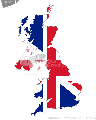 Image of Map and flag of United Kingdom