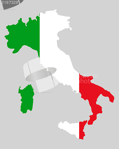 Image of Map and flag of Italy