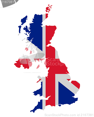 Image of Map and flag of United Kingdom