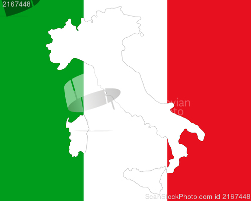 Image of Map and flag of Italy
