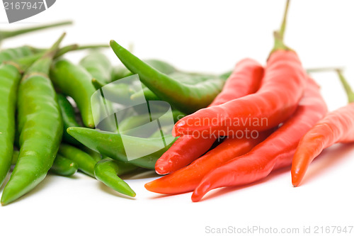 Image of Heap Red and Green Chilli Hot Peppers