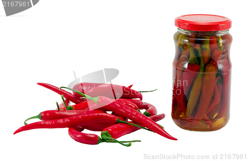 Image of ecological hot chilli pepper canned glass jar 