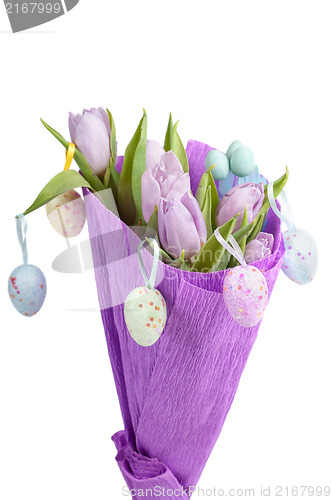 Image of Bouquet from easter aggs and tulips