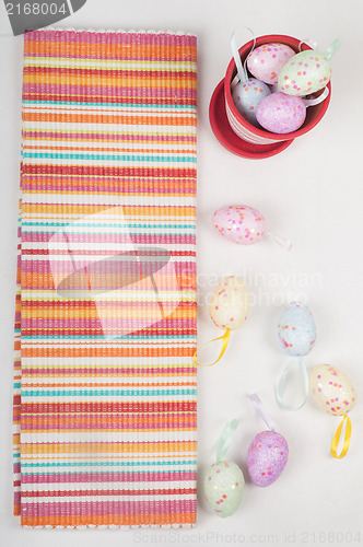 Image of Striped napkin and easter eggs