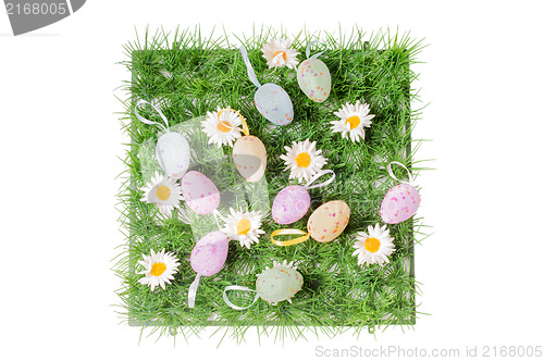 Image of Easter eggs on the grass