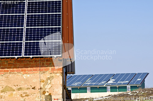 Image of Solar panel on old barn