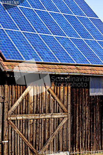 Image of Solar panel on old barn