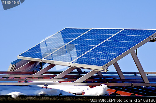 Image of Solar panel in wintertime