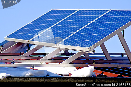 Image of Solar panel in wintertime