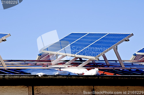 Image of Solar panel in wintertime