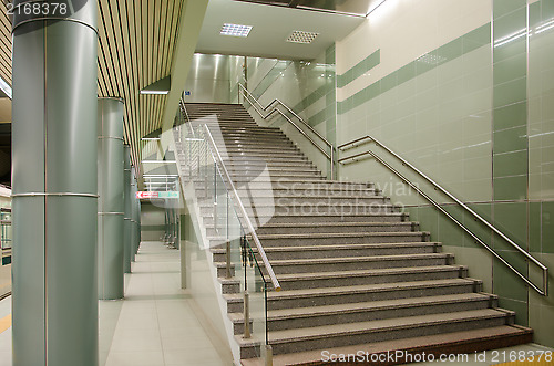 Image of Columns and a stairway at a subway station underpass