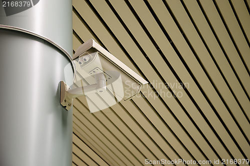 Image of An overhead security camera at a subway station