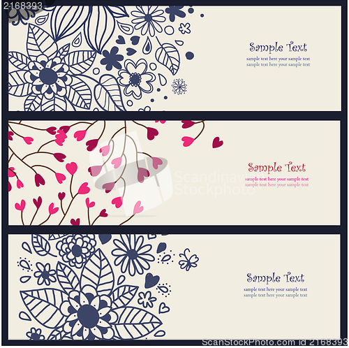 Image of 3 floral banners in vector.