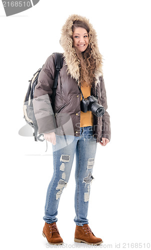 Image of figure of winter tourists in full growth