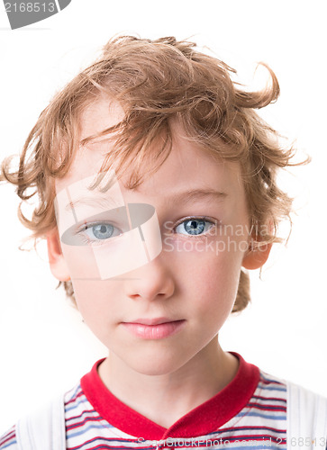 Image of curly boy face in close-up