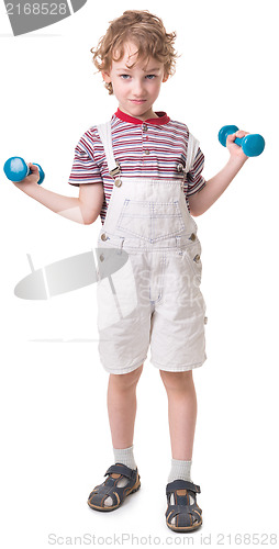 Image of boy with a dumbbell