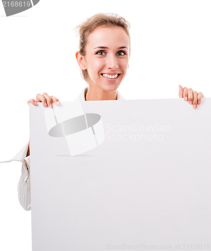 Image of business woman with empty poster