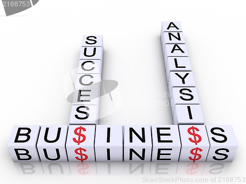 Image of Cubes with letters arranged in words business, analisis and succ