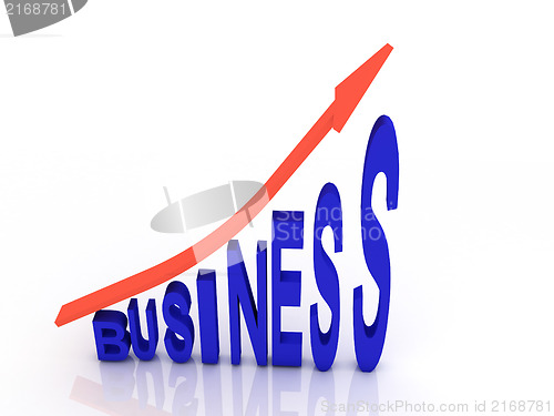 Image of Arrow sign pointing up with business word 3d illustration 