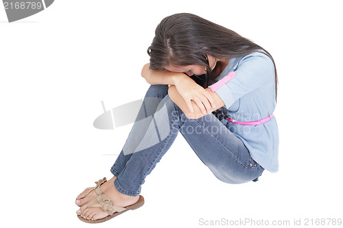 Image of A very sad and depressed woman crying