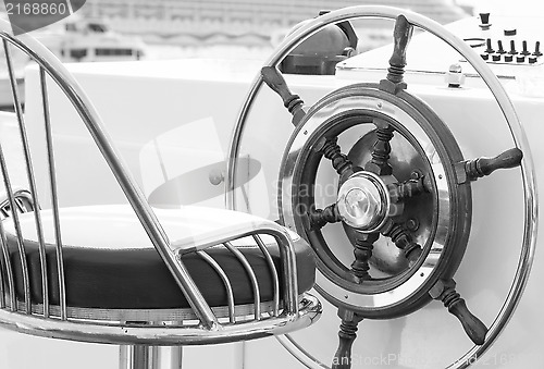 Image of Yacht rudder in black and white