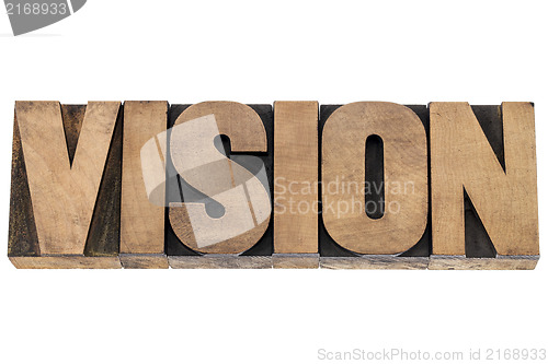 Image of vision word in wood type