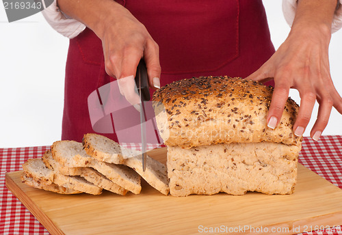 Image of Cutting bread