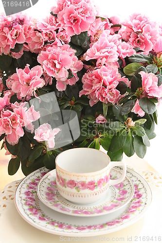 Image of Cup with roses and Azalea