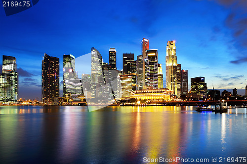 Image of Singapore city skyline at night 