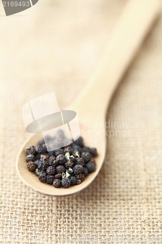 Image of pepper in wooden spoon