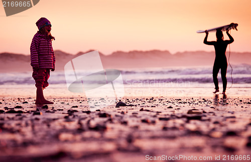 Image of Little girl in the beach
