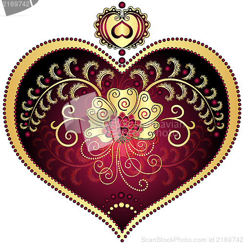 Image of Red and gold vintage heart